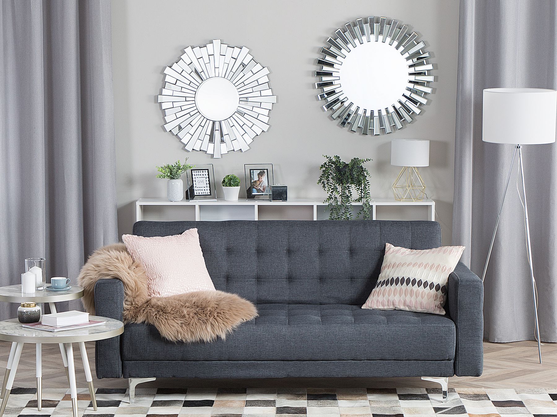 Sofa Bed ABERDEEN Fabric Dark Grey 3 Seater