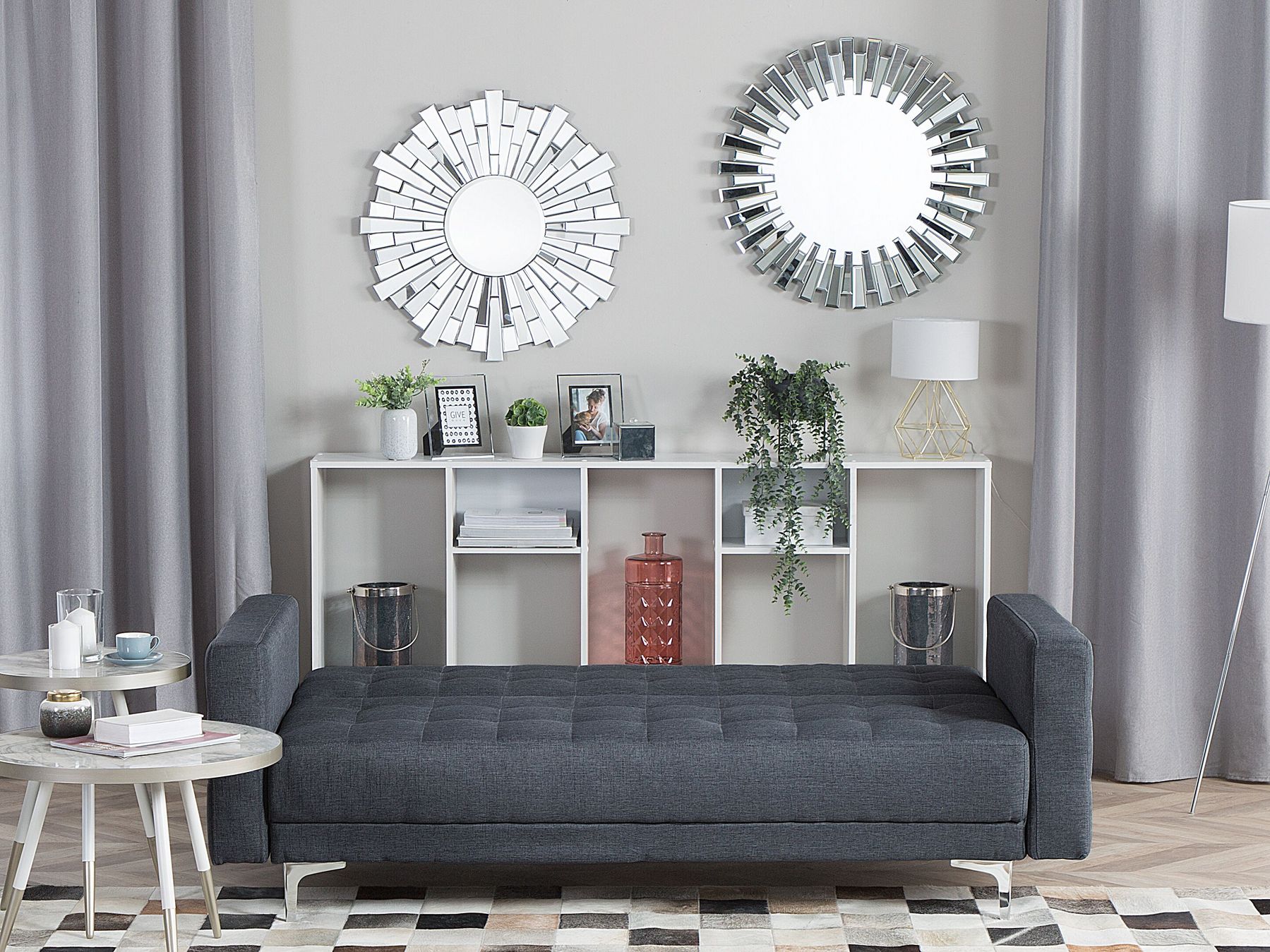 Sofa Bed ABERDEEN Fabric Dark Grey 3 Seater