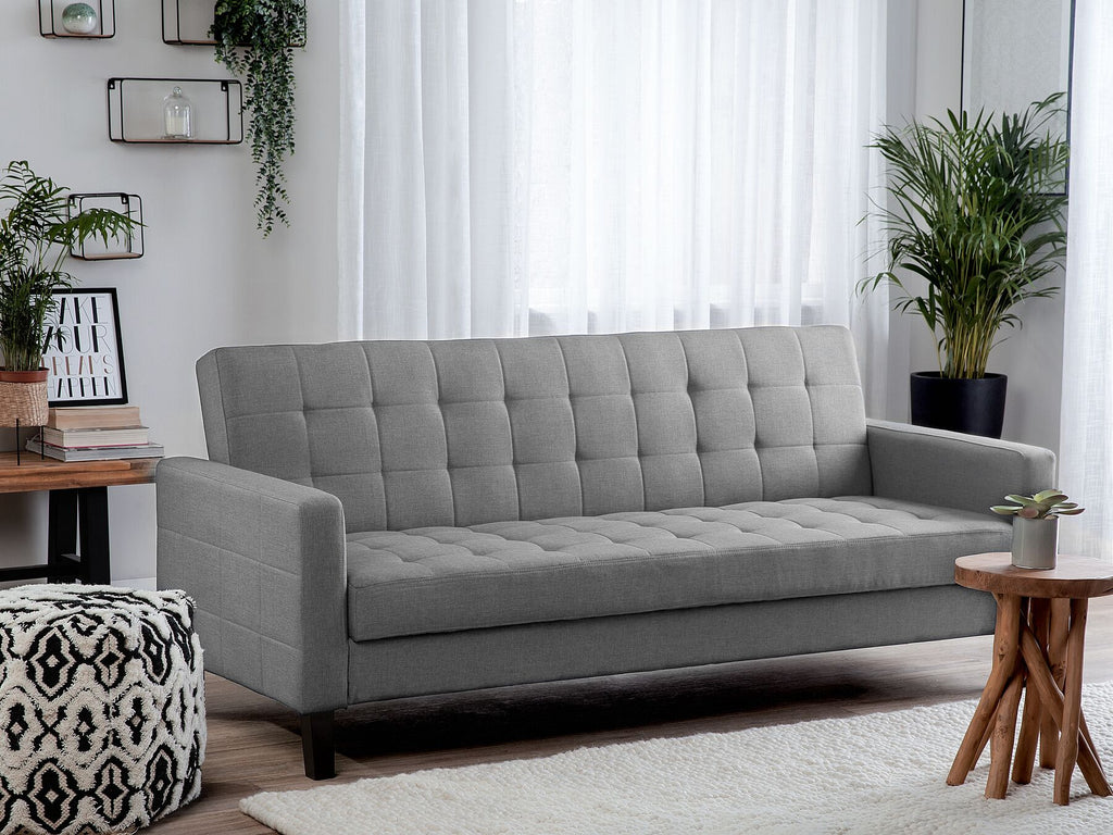 Sofa Bed VEHKOO Fabric Light Grey 3 Seater