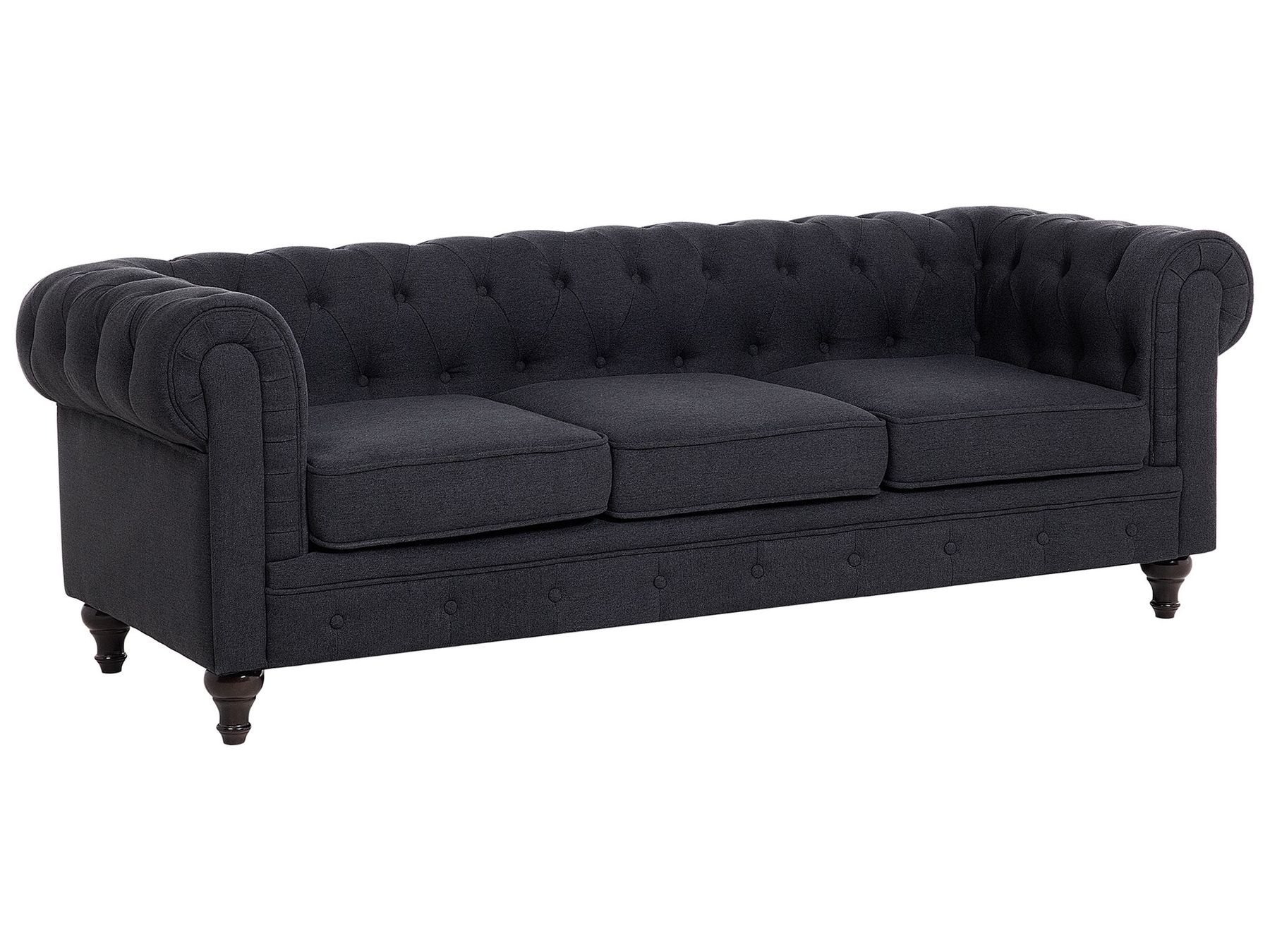 3 Seater Fabric Sofa Graphite Grey CHESTERFIELD
