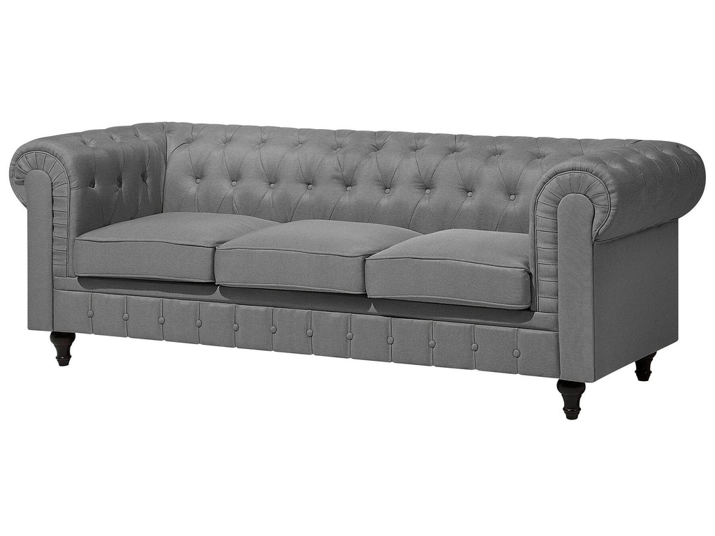 3 Seater Fabric Sofa Grey CHESTERFIELD Big