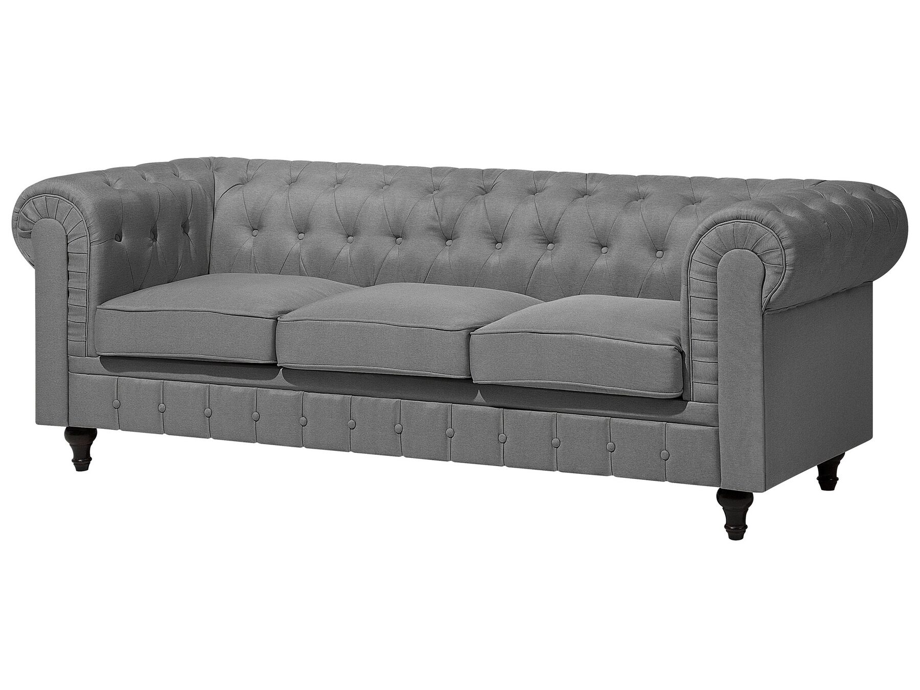 3 Seater Fabric Sofa Grey CHESTERFIELD Big
