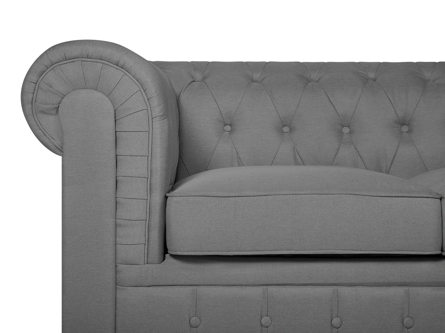 3 Seater Fabric Sofa Grey CHESTERFIELD Big