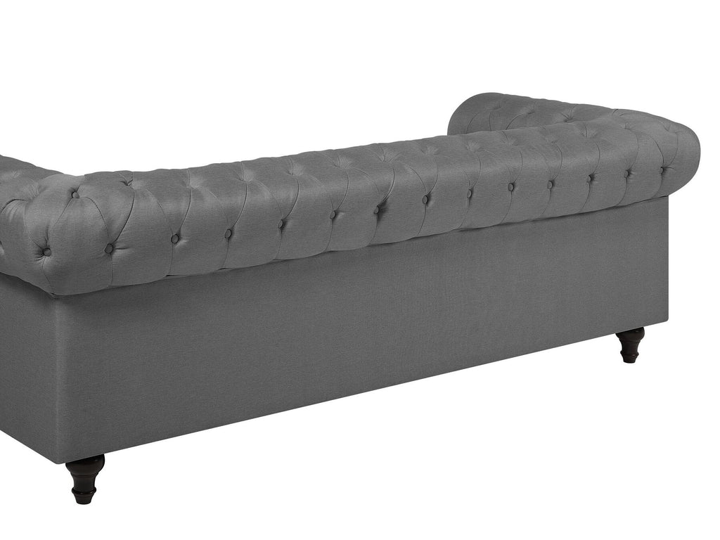 3 Seater Fabric Sofa Grey CHESTERFIELD Big