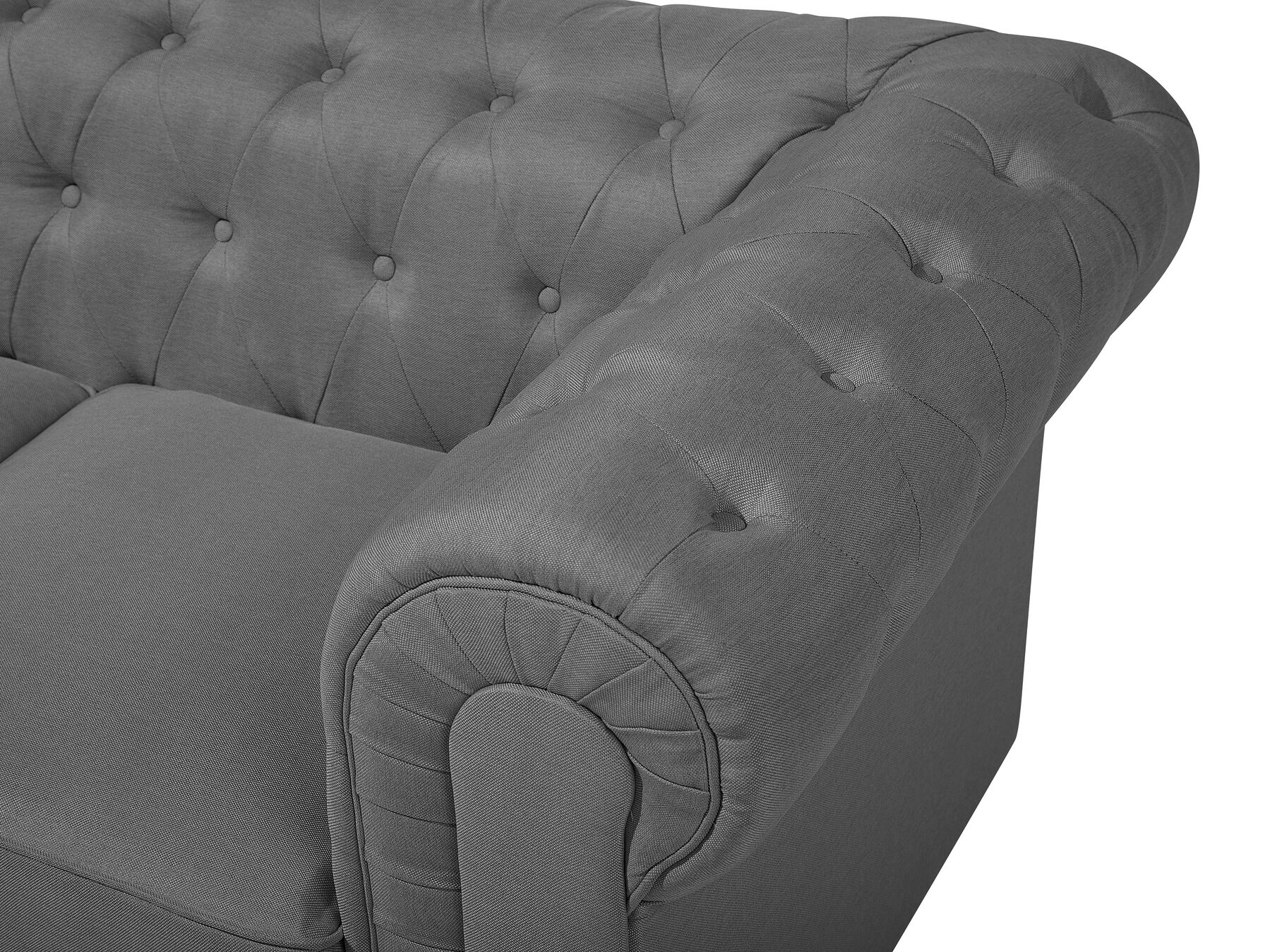 3 Seater Fabric Sofa Grey CHESTERFIELD Big