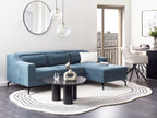 Left Hand Fabric Corner Sofa Navy Blue GLOSLI