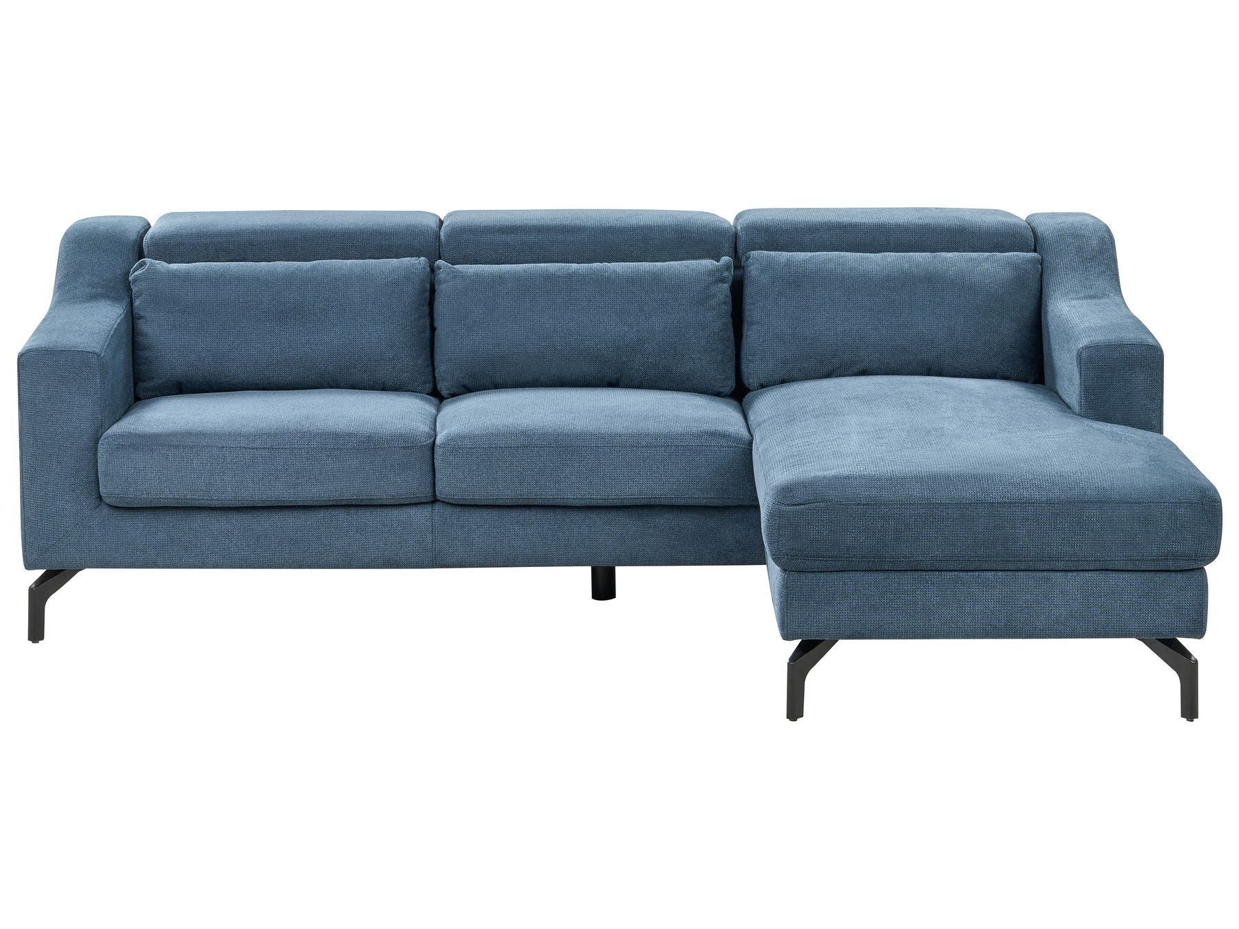 Left Hand Fabric Corner Sofa Navy Blue GLOSLI