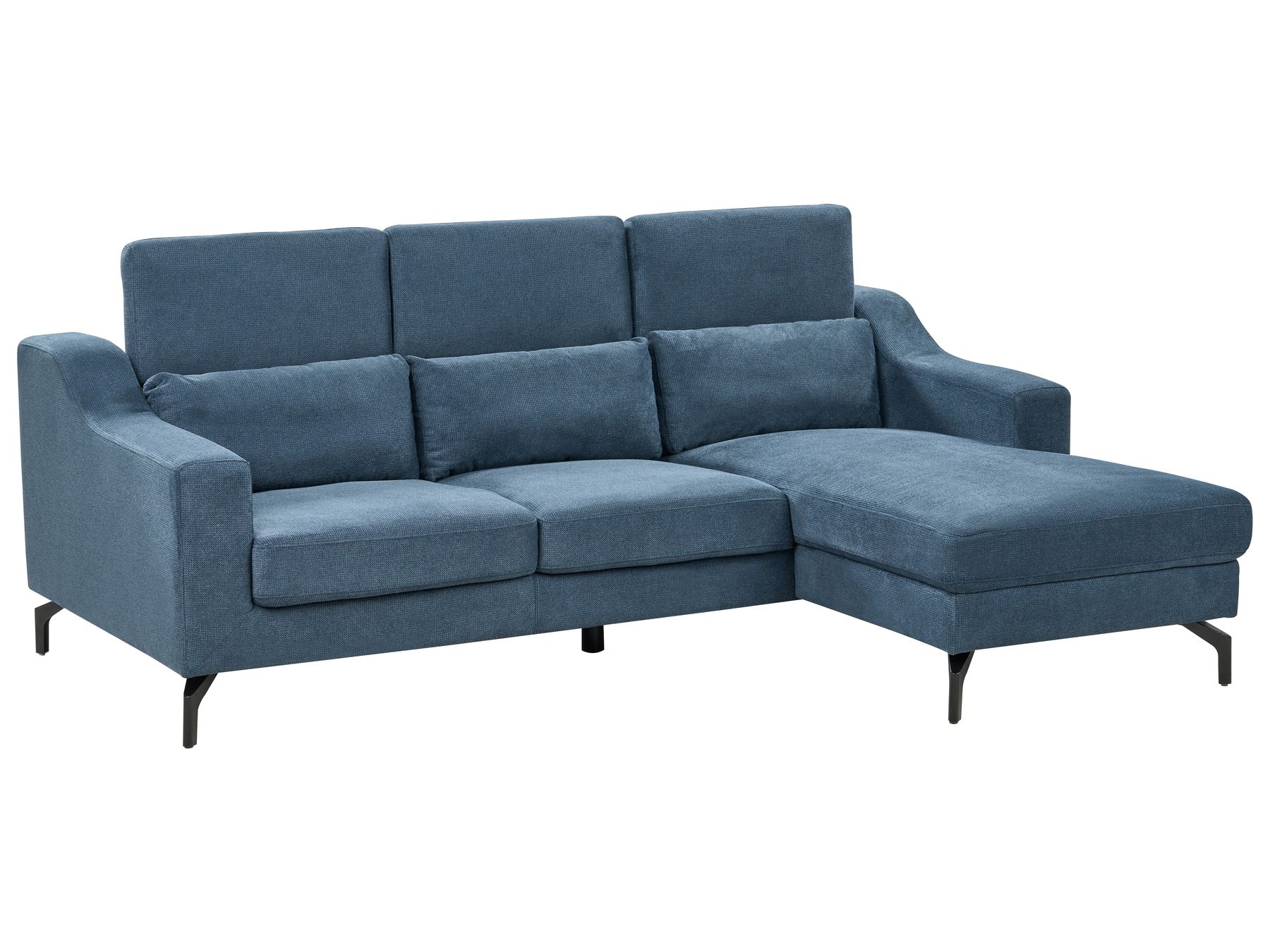 Left Hand Fabric Corner Sofa Navy Blue GLOSLI