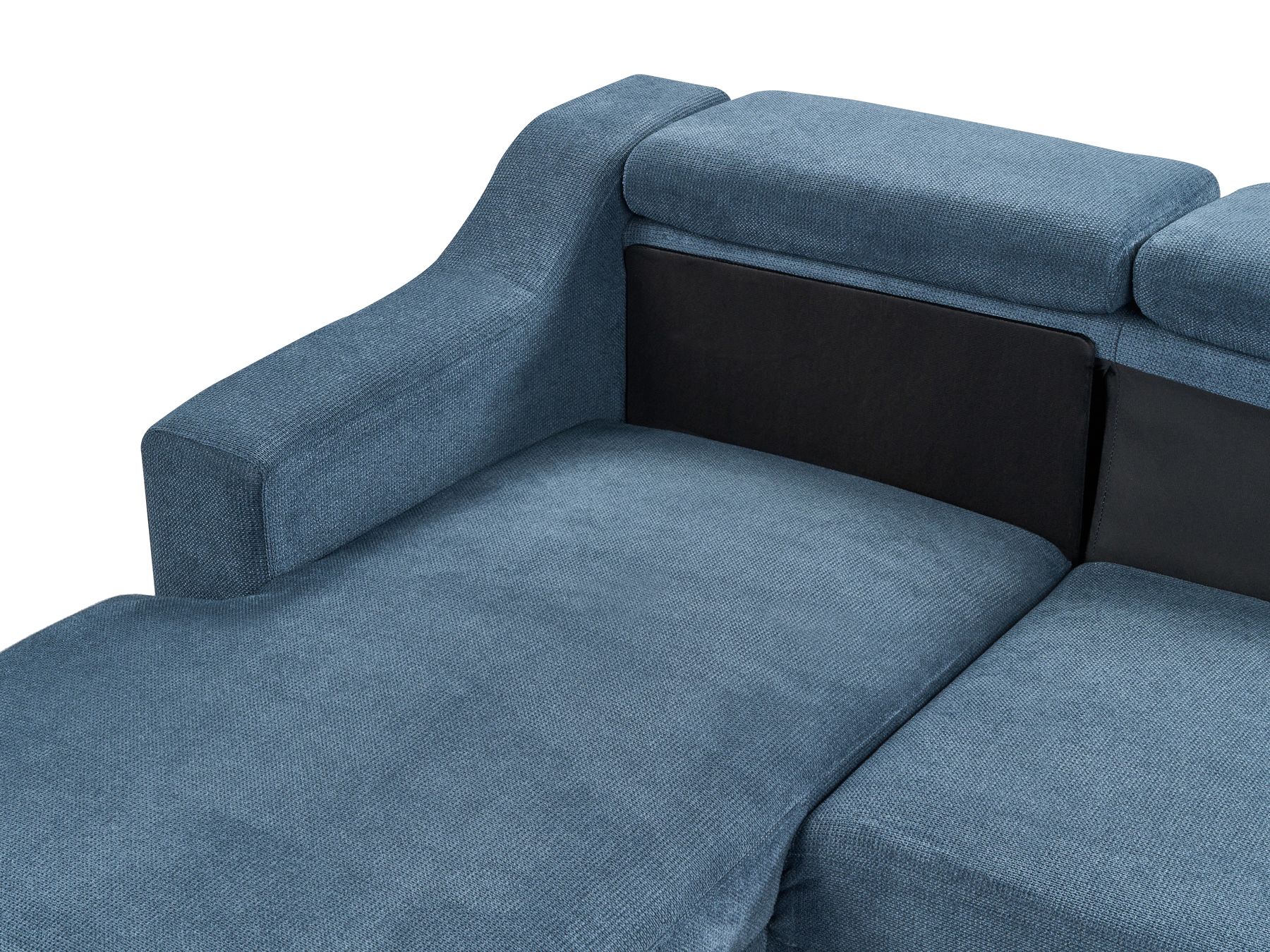 Left Hand Fabric Corner Sofa Navy Blue GLOSLI