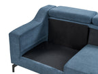 Left Hand Fabric Corner Sofa Navy Blue GLOSLI