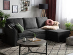 Corner Sofa Bed NESNA Fabric Black with Storage 3 Seater Left Hand
