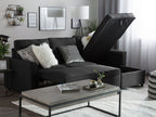 Corner Sofa Bed NESNA Fabric Black with Storage 3 Seater Left Hand