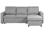 Corner Sofa Bed NESNA Fabric Light Grey with Storage 3 Seater Left Hand