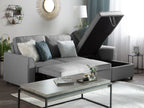 Corner Sofa Bed NESNA Fabric Light Grey with Storage 3 Seater Left Hand