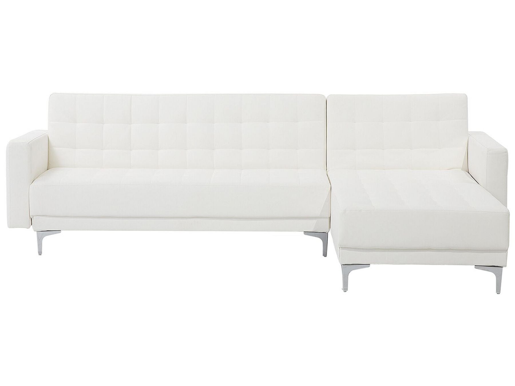 Modular Corner Sofa Bed ABERDEEN Faux Leather White 4 Seater Left Hand
