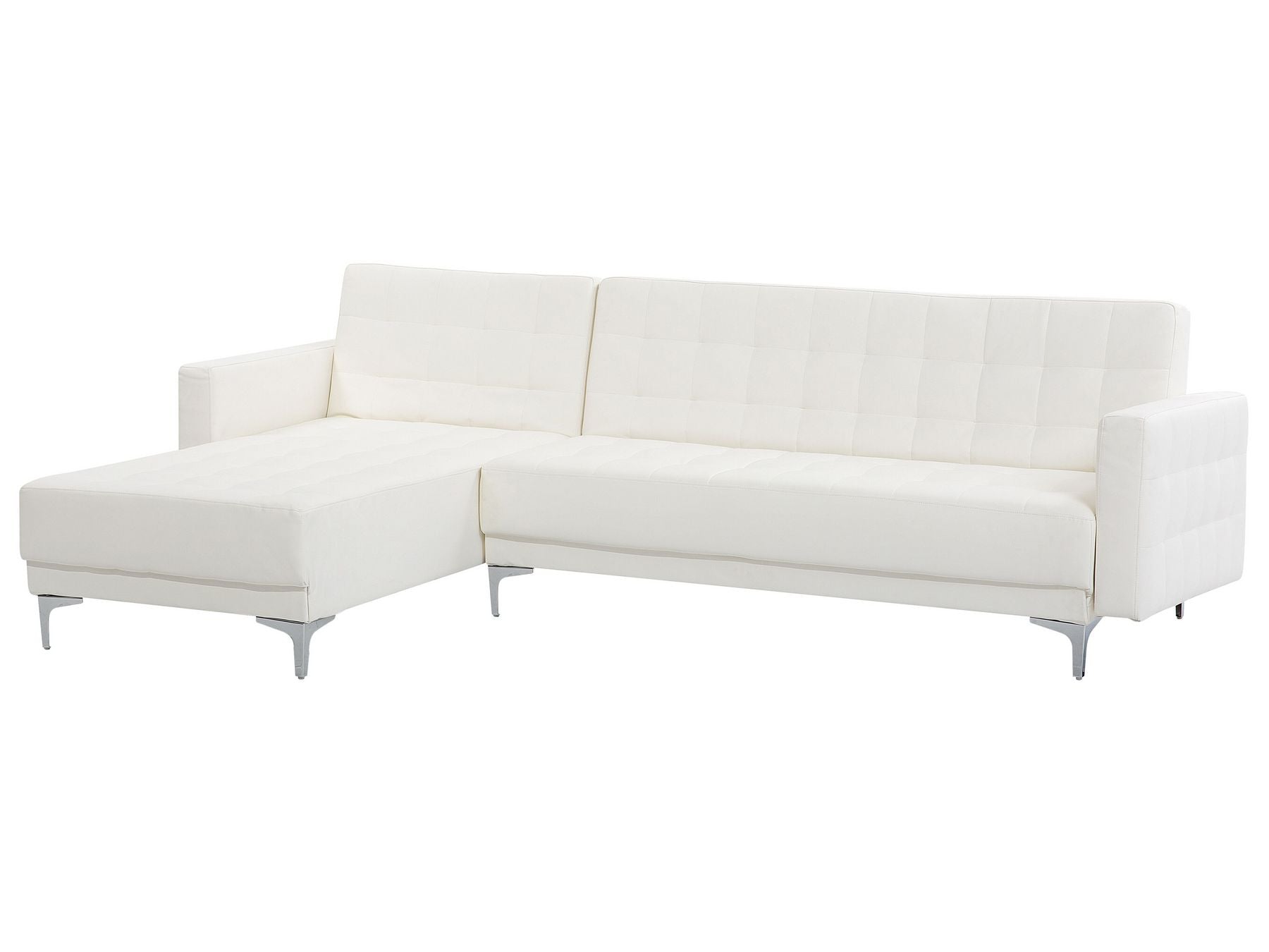 Modular Corner Sofa Bed ABERDEEN Faux Leather White 4 Seater Right Hand