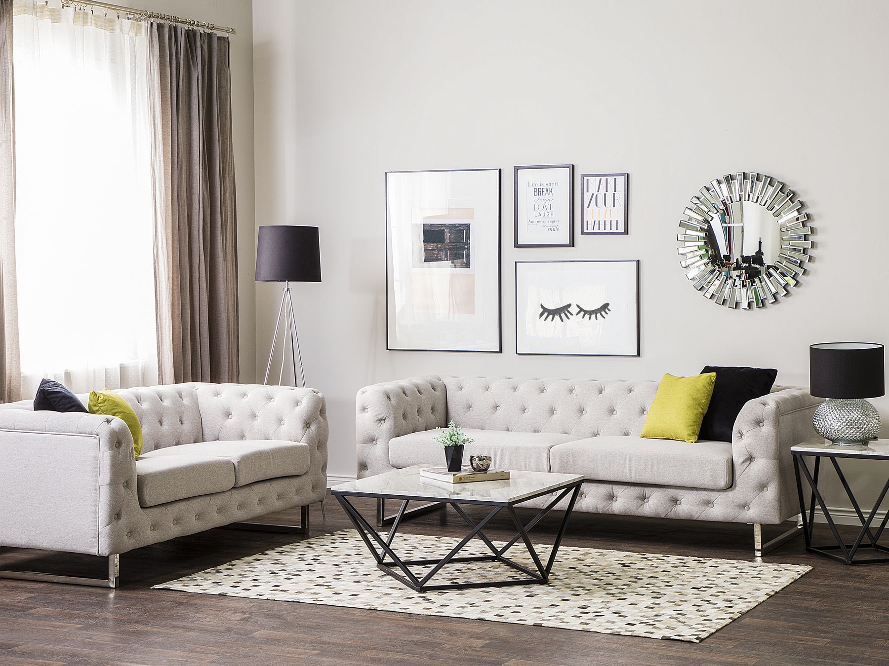 3 Seater Fabric Sofa Beige VISSLAND