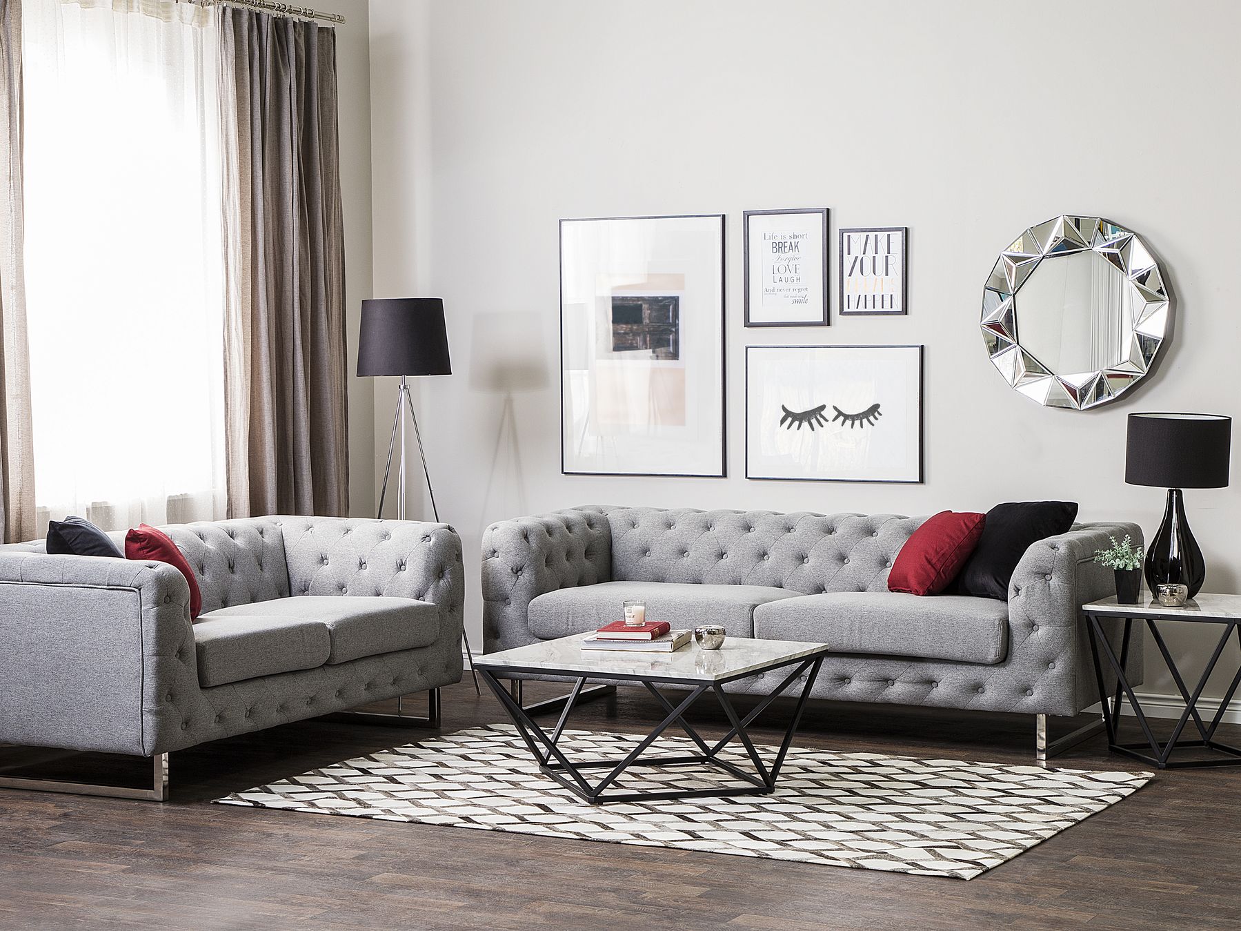 3 Seater Fabric Sofa Grey VISSLAND