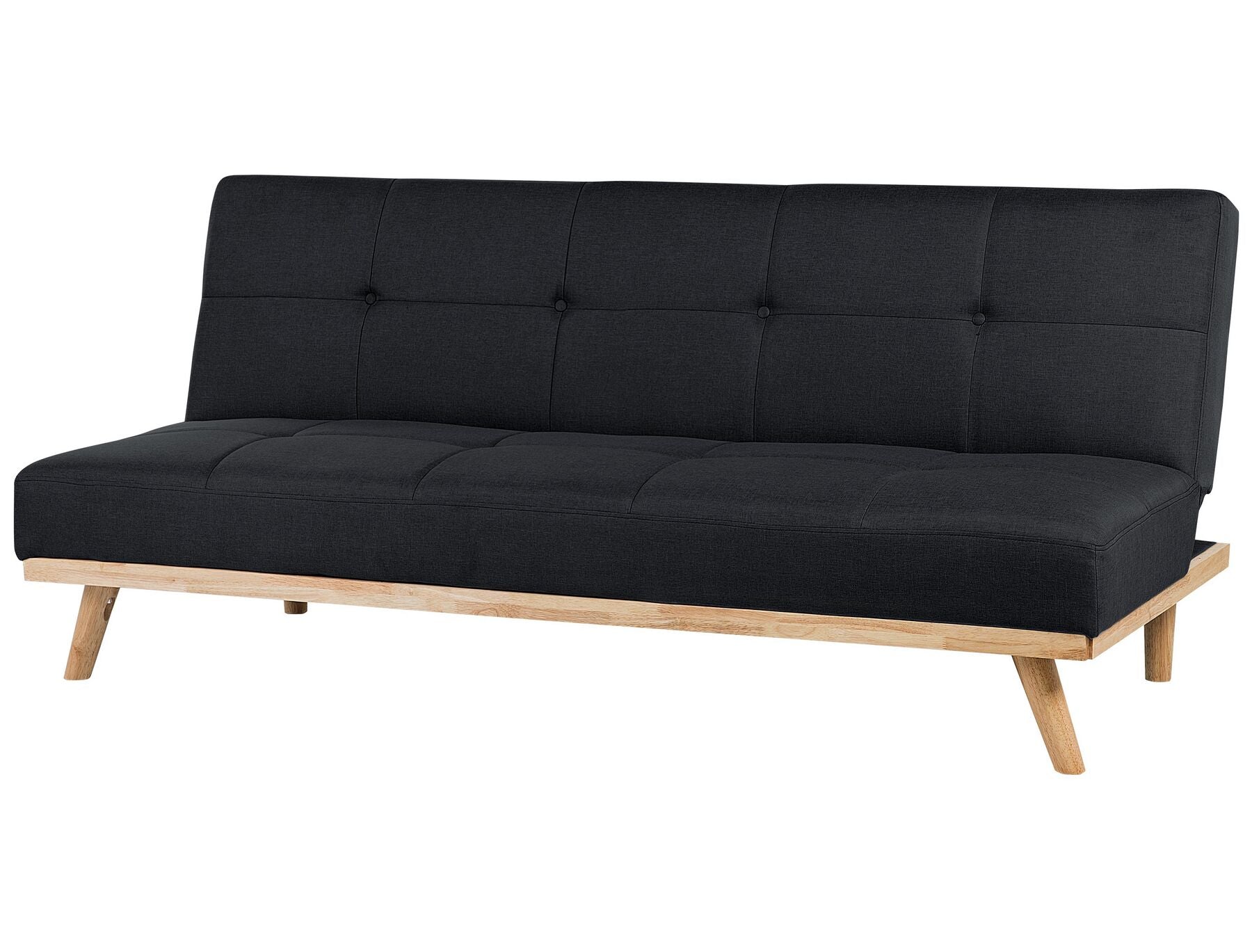 Sofa Bed FROYA Fabric Black 3 Seater
