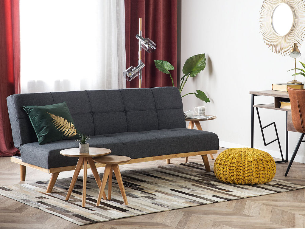 Sofa Bed FROYA Fabric Dark Grey 3 Seater