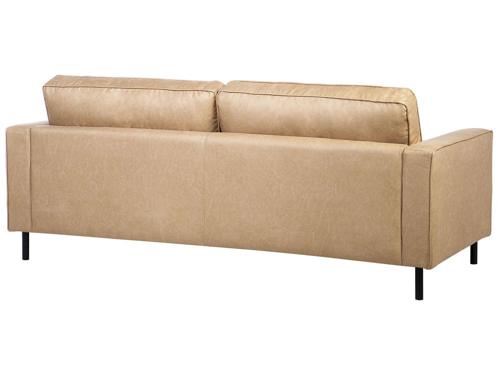 3 Seater Faux Leather Sofa Beige SAVALEN