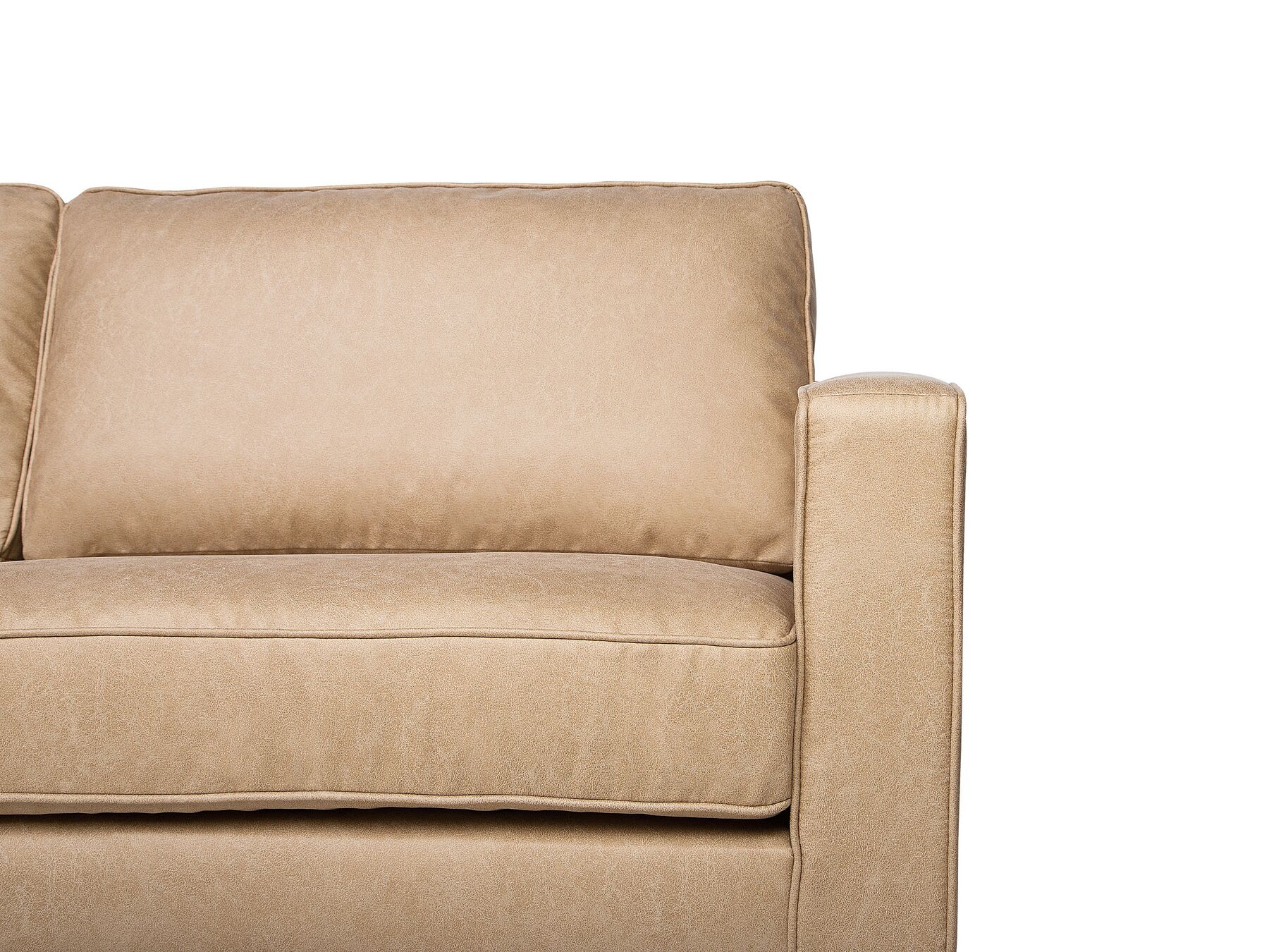 3 Seater Faux Leather Sofa Beige SAVALEN