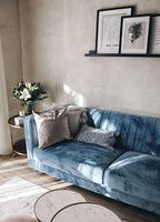 3 Seater Velvet Fabric Sofa Light Blue ARVIKA