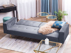 Sofa Bed VISNES Velvet Grey 3 Seater