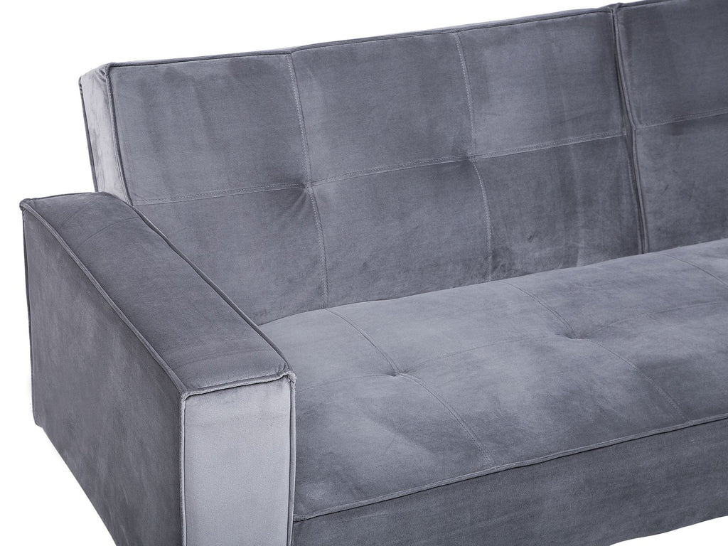 Sofa Bed VISNES Velvet Grey 3 Seater