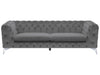 3 Seater Velvet Fabric Sofa Grey