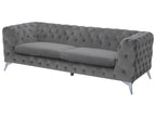 3 Seater Velvet Fabric Sofa Grey SOTRA