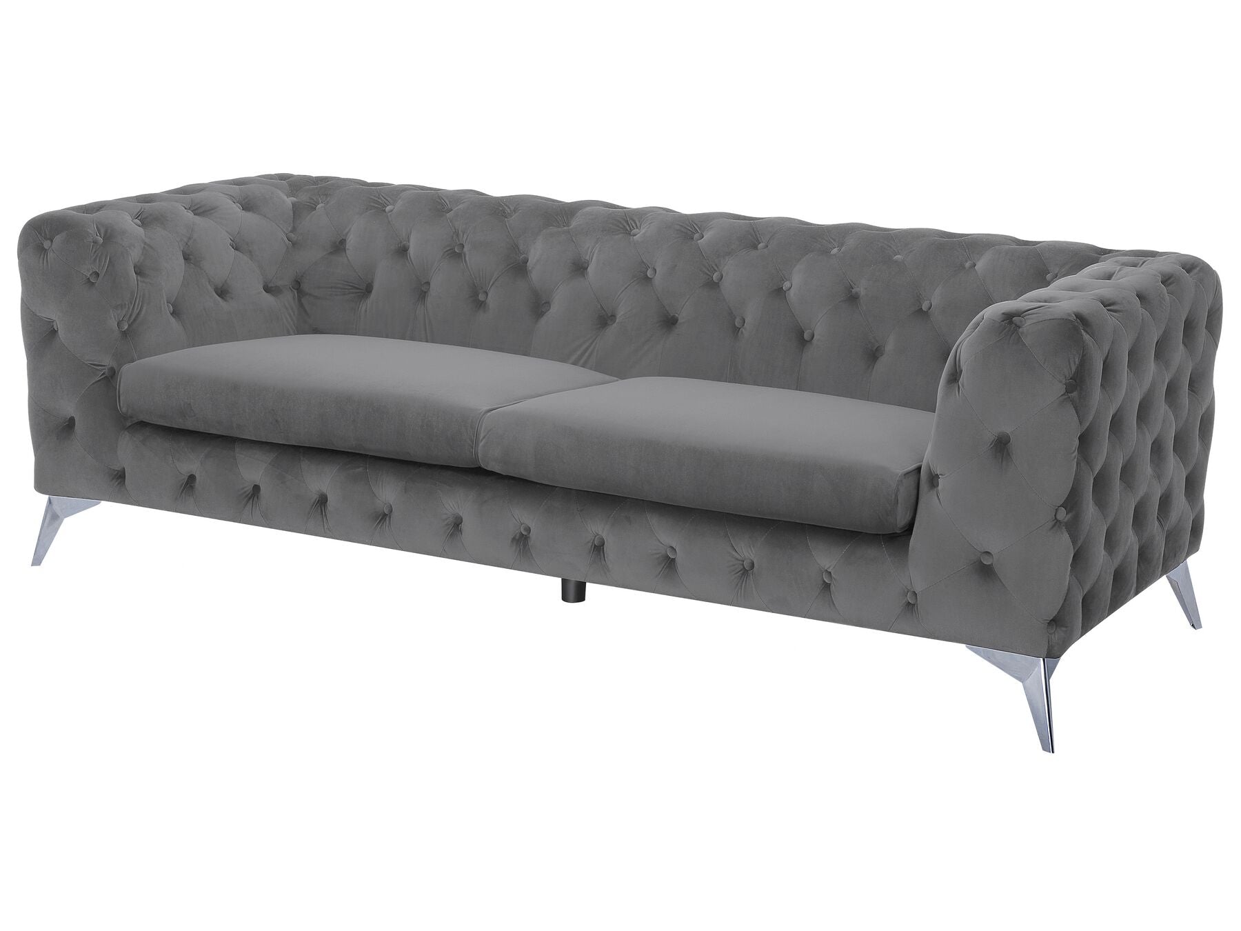 3 Seater Velvet Fabric Sofa Grey SOTRA