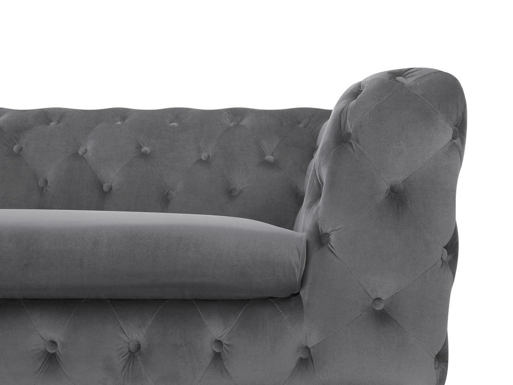 3 Seater Velvet Fabric Sofa Grey SOTRA