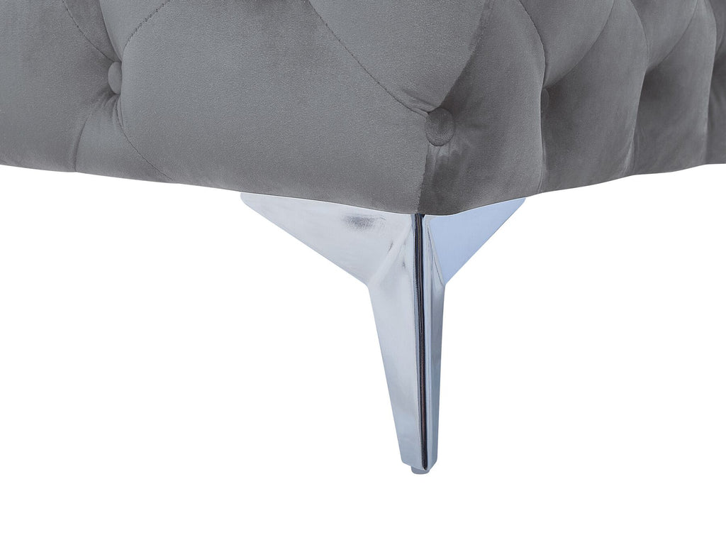 3 Seater Velvet Fabric Sofa Grey SOTRA