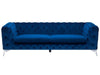 3 Seater Velvet Fabric Sofa Cobalt Blue