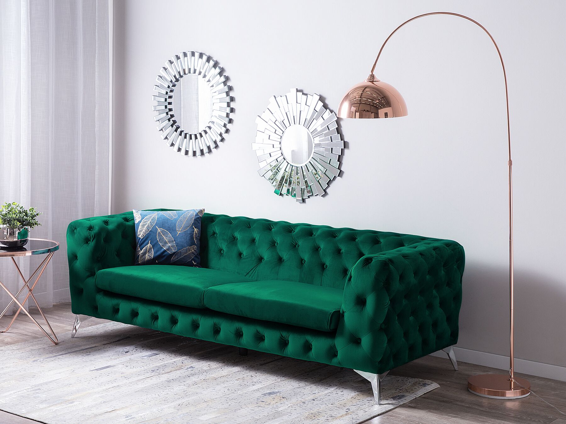 3 Seater Velvet Fabric Sofa Emerald Green SOTRA