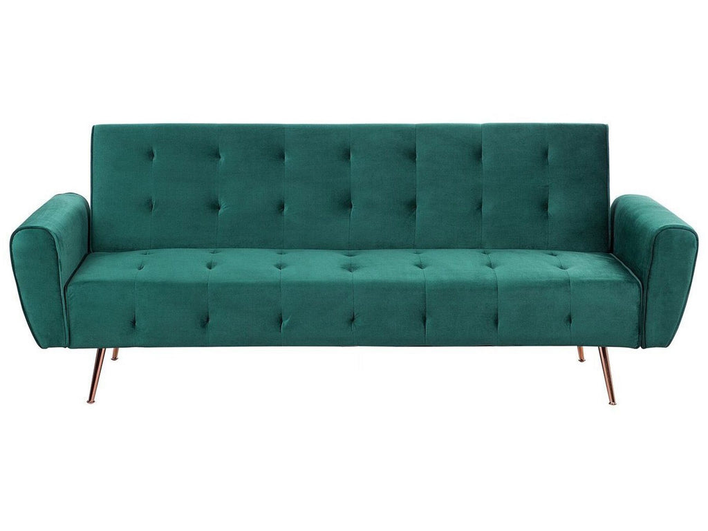 Sofa Bed SELNES Velvet Emerald Green 3 Seater