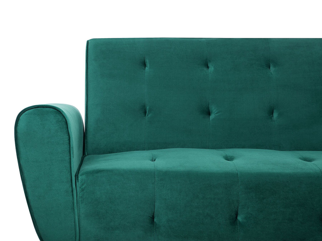 Sofa Bed SELNES Velvet Emerald Green 3 Seater