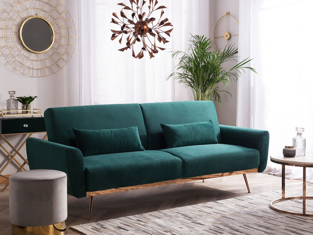 Sofa Bed EINA Velvet Emerald Green 3 Seater