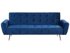 Sofa Bed SELNES Velvet Navy Blue 3 Seater