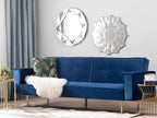 Sofa Bed VISNES Velvet Navy Blue 3 Seater