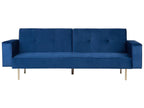 Sofa Bed VISNES Velvet Navy Blue 3 Seater