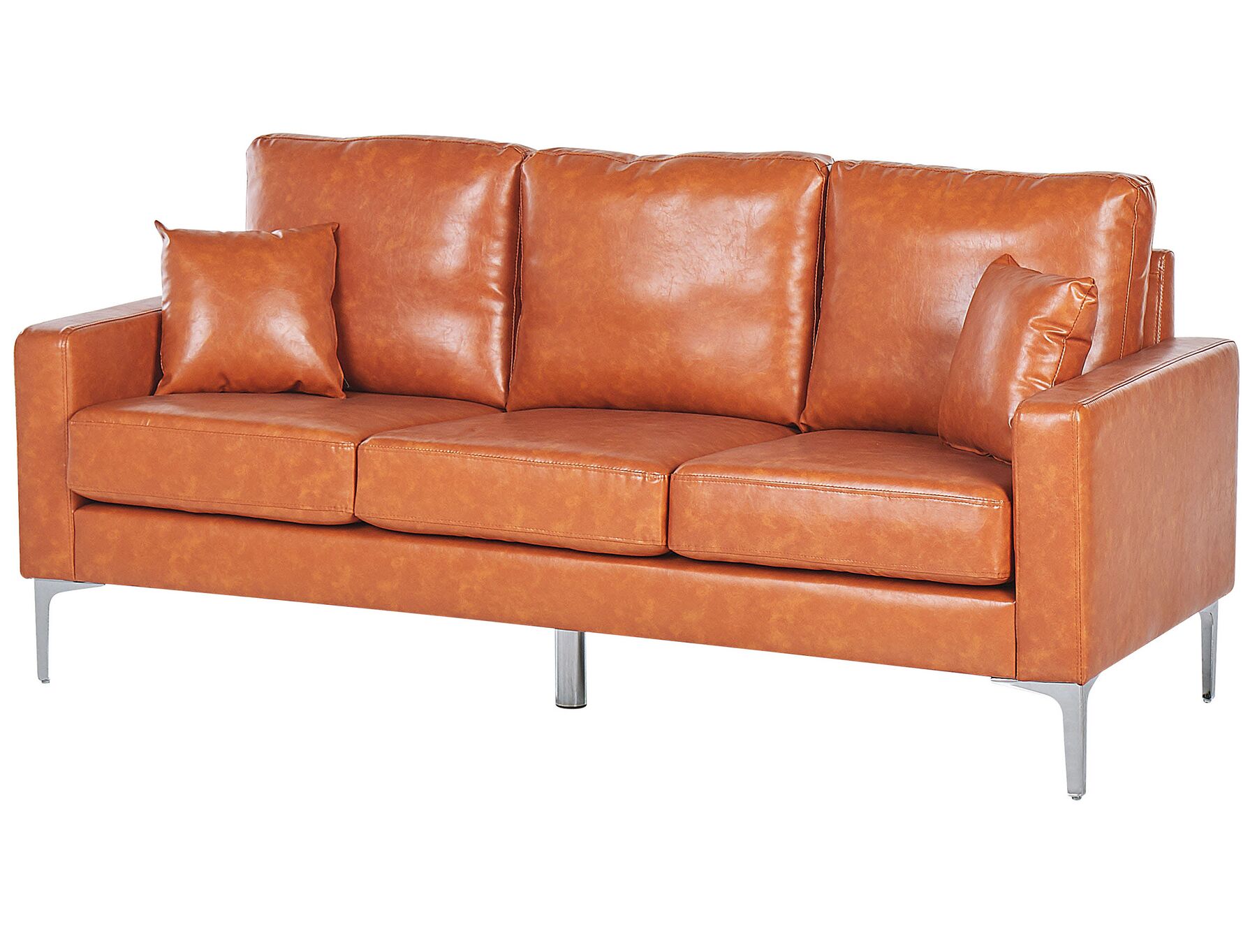 3 Seater Faux Leather Sofa Brown GAVLE