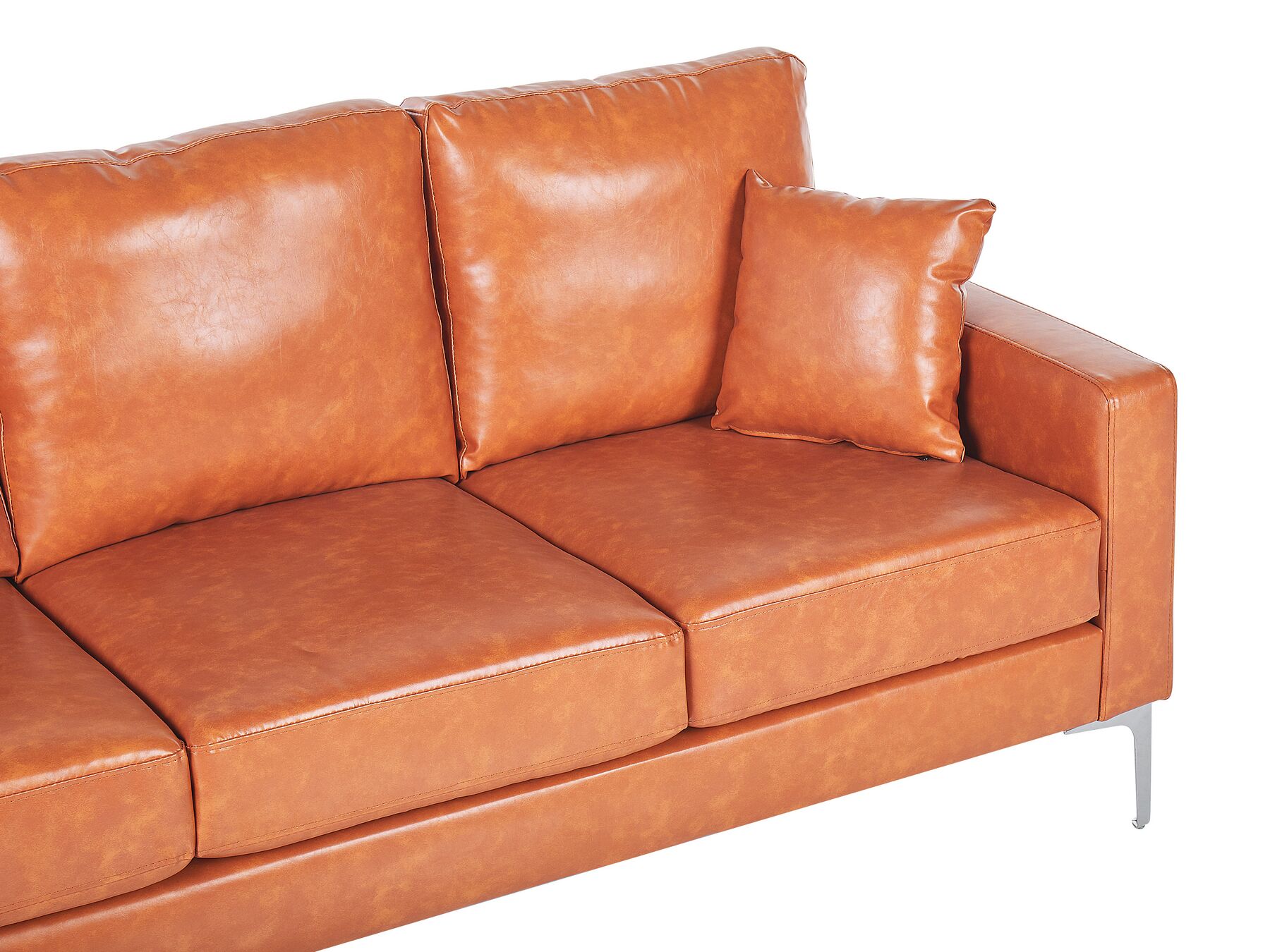 3 Seater Faux Leather Sofa Brown GAVLE