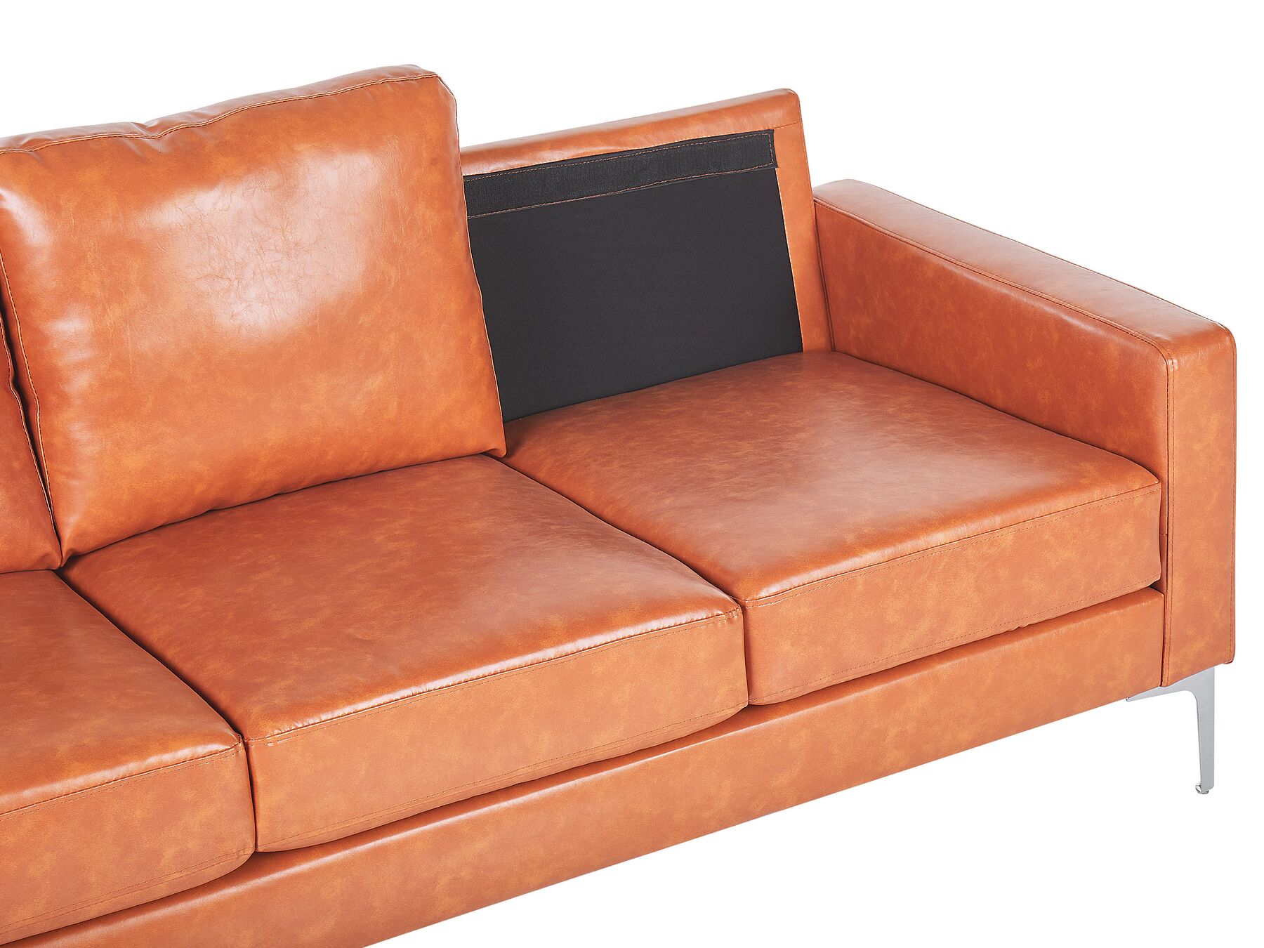 3 Seater Faux Leather Sofa Brown GAVLE