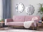 Sofa Bed VISNES Velvet Pink 3 Seater