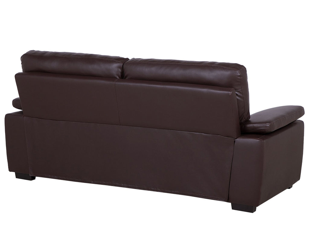 3 Seater Faux Leather Sofa Brown VOGAR