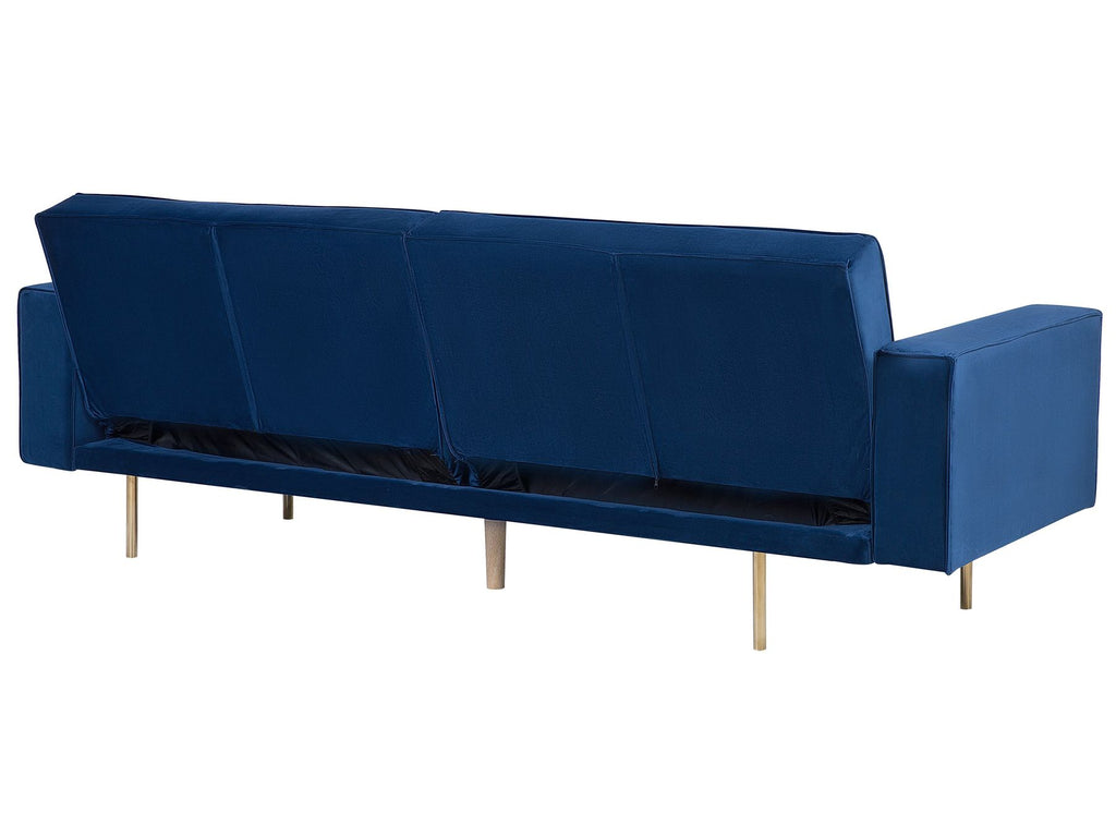 Sofa Bed VISNES Velvet Navy Blue 3 Seater