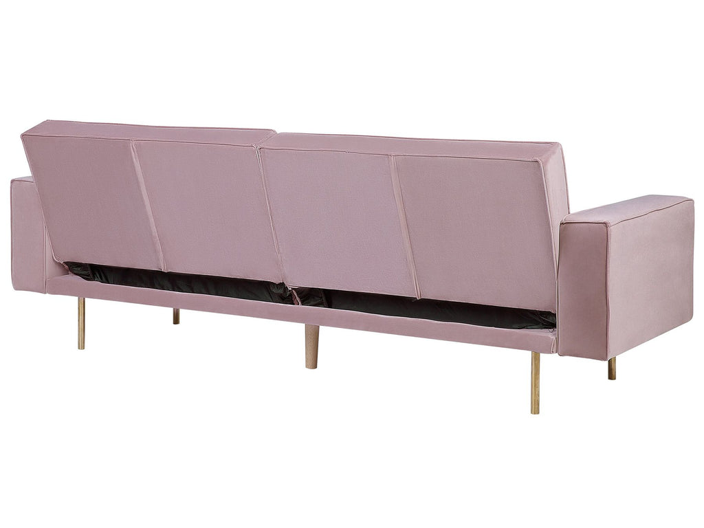 Sofa Bed VISNES Velvet Pink 3 Seater