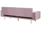 Sofa Bed VISNES Velvet Pink 3 Seater